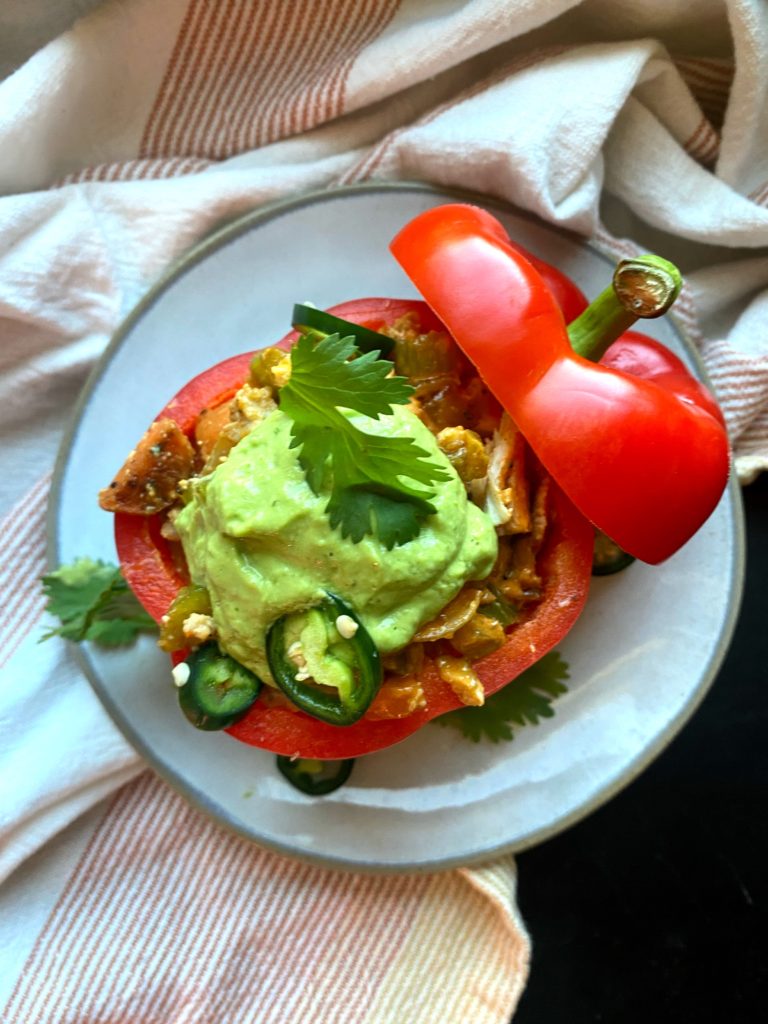 Buffalo chicken stuffed peppers