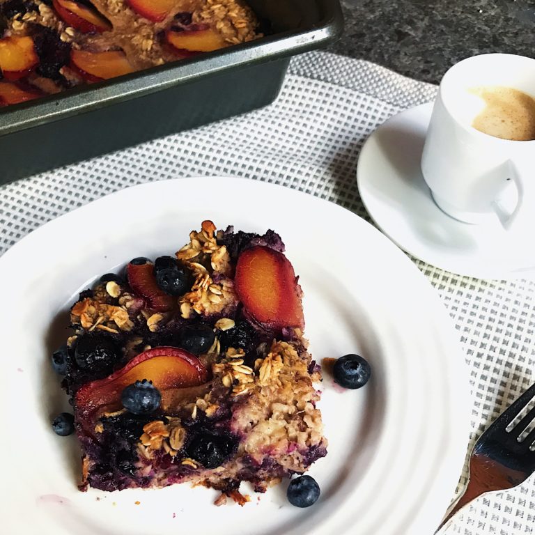 Baked Blueberry & Plum Oats