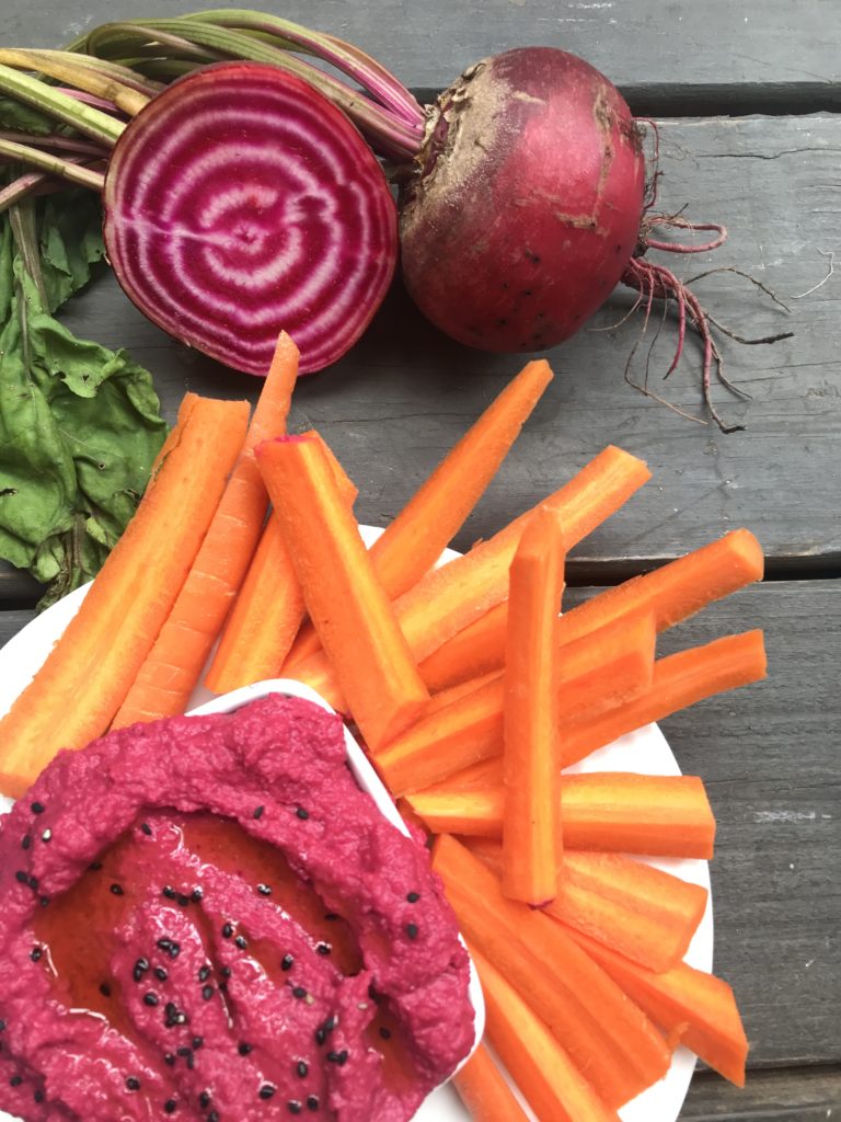 Roasted Garlic Beet Hummus