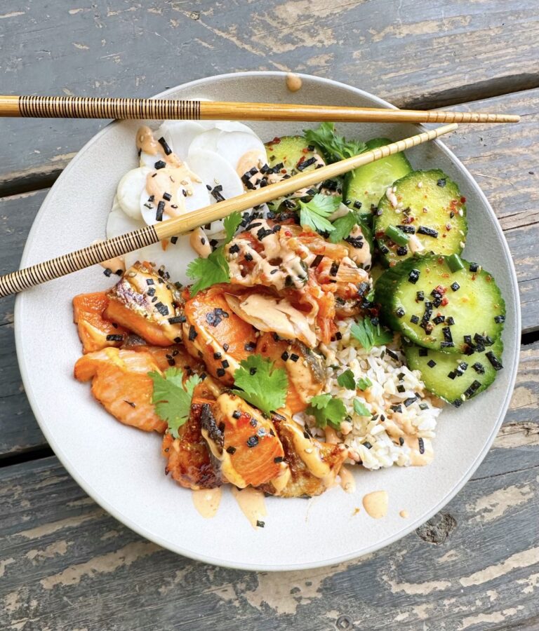 Broiled Salmon Bites Bowl
