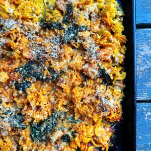 High Protein Pasta Bake with Spinach - Chelsea Young